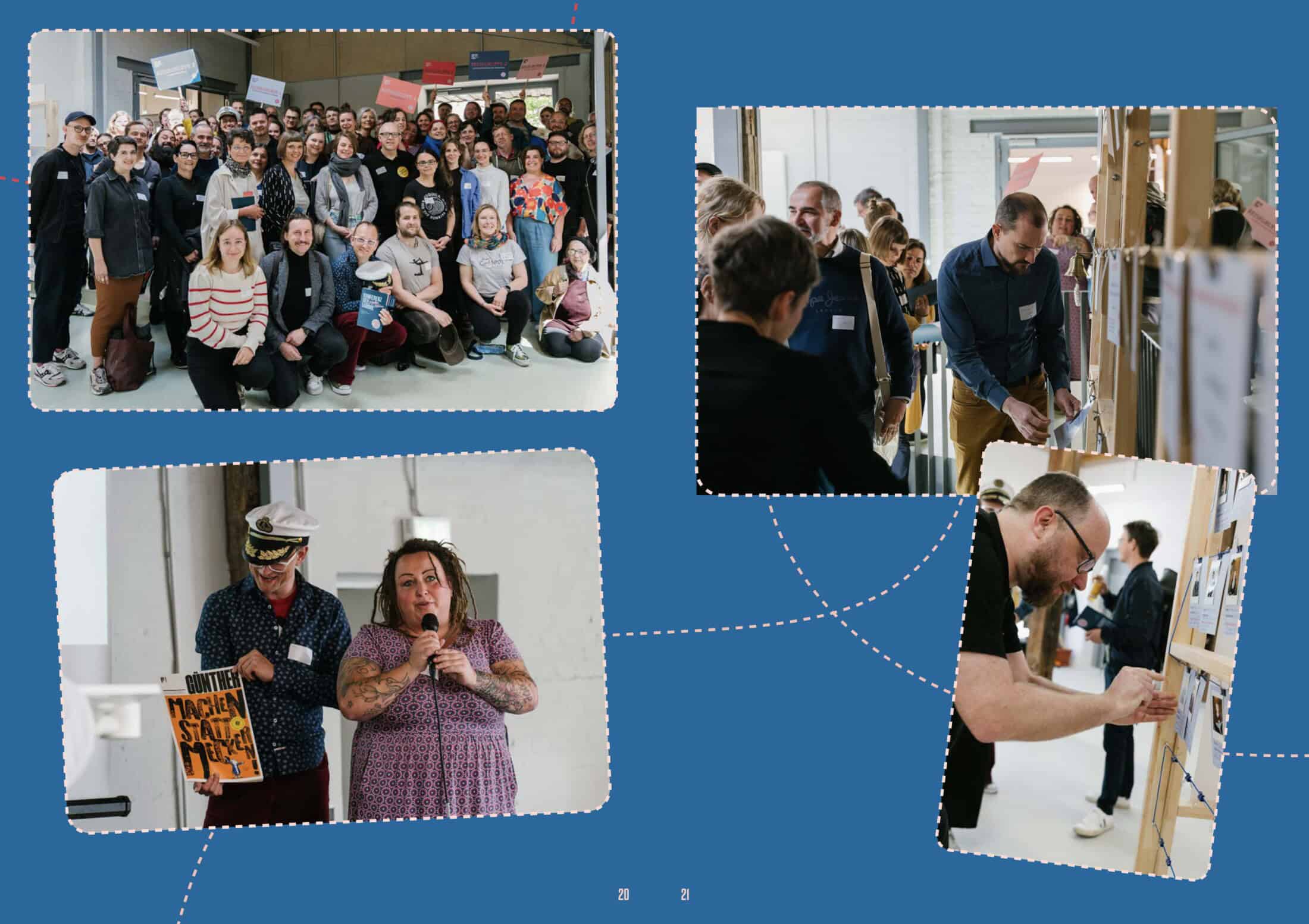 Menschenmenge bei einer Veranstaltung, Gruppenfoto im Innenraum.