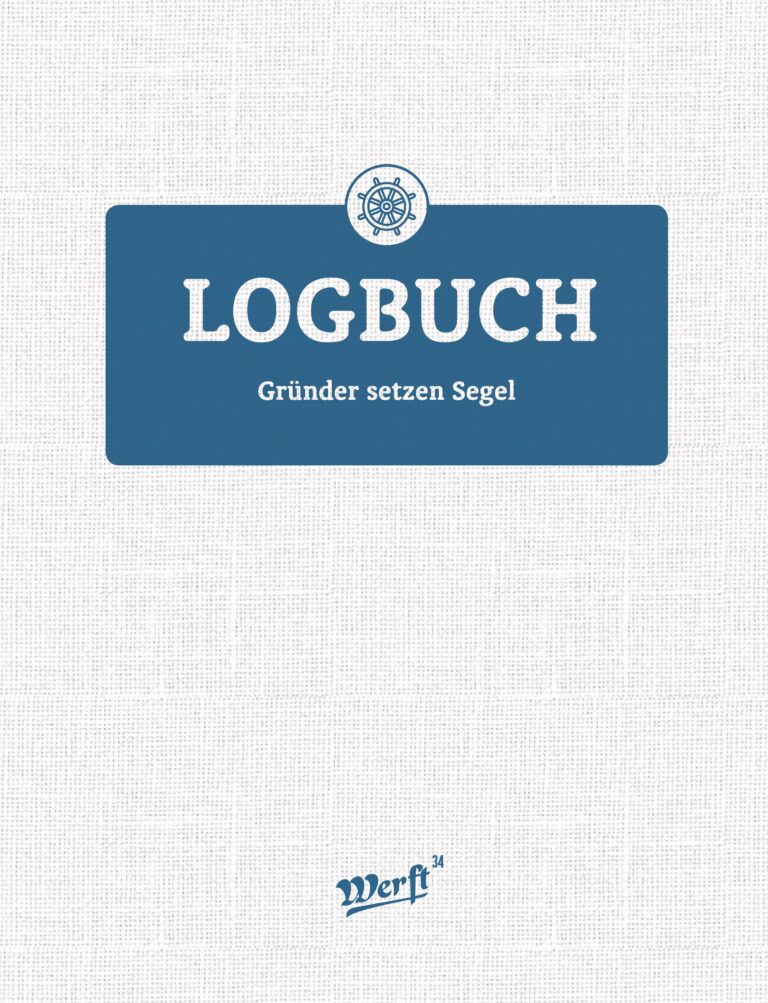 Logbuch für Gründer mit Segelmotiv, praktische Unternehmensplanung.