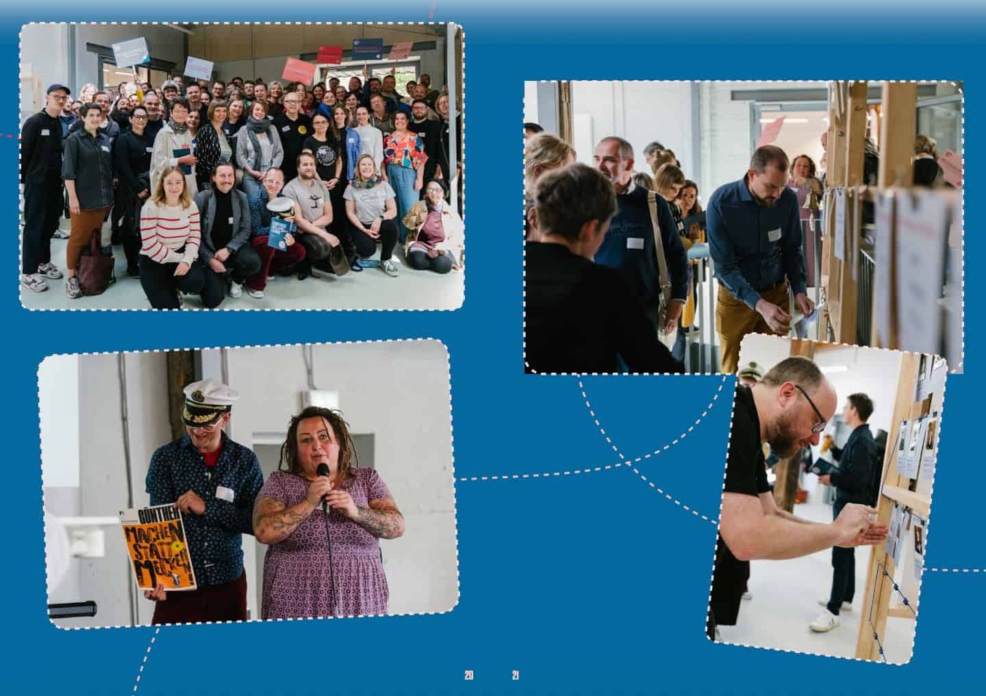 Menschenmenge bei einer Veranstaltung, die in einem großen Raum stattfindet.