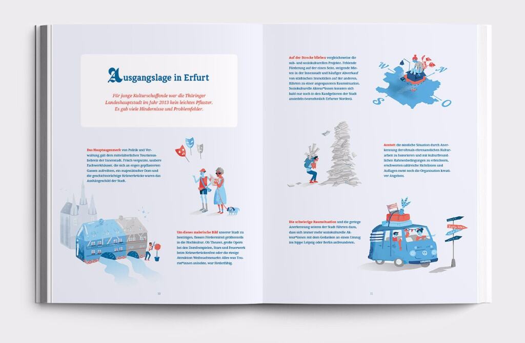 Kleines blaues Wasserflugzeug mit rot-weißem Propeller auf Wasser.