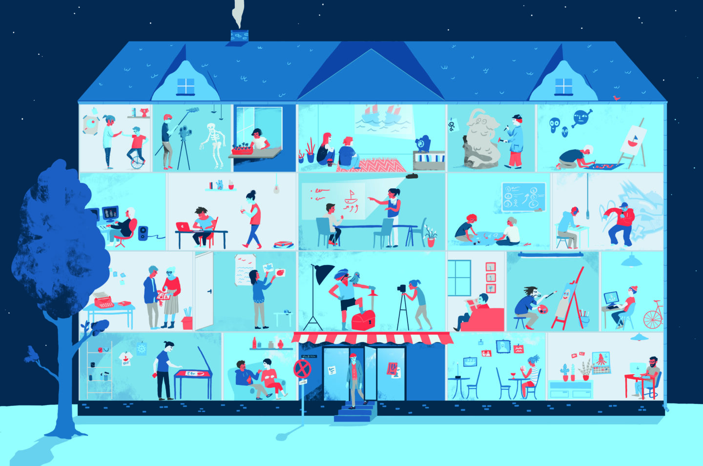 Mehrgenerationenhaus mit vielfältigen Aktivitäten in jedem Raum.